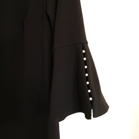 Calvin Klein Black Bell Sleeve Pearl Detail Midi Dress Size 8 - Picture 4 of 5